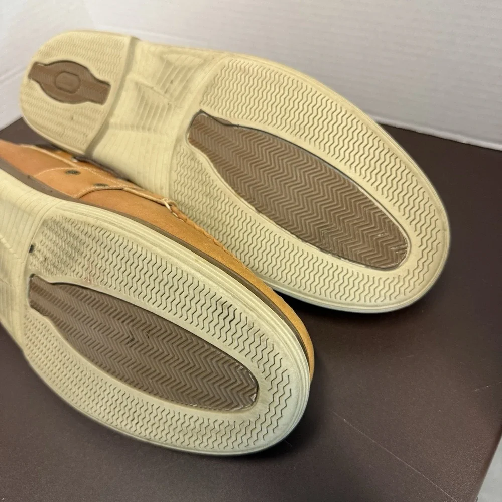 Allen Edmonds Eastport Boat Shoes Brown Honey Leather Mens 14 Slip-On Stitched